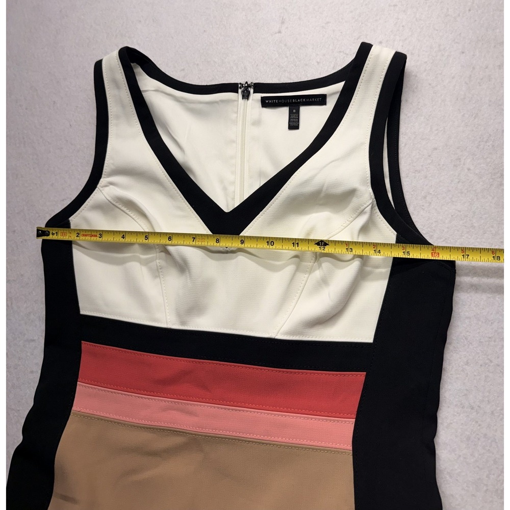 White House Black Market Color Block Sleeveless V-Neck Sheath Dress Size 8 - Picture 5 of 9